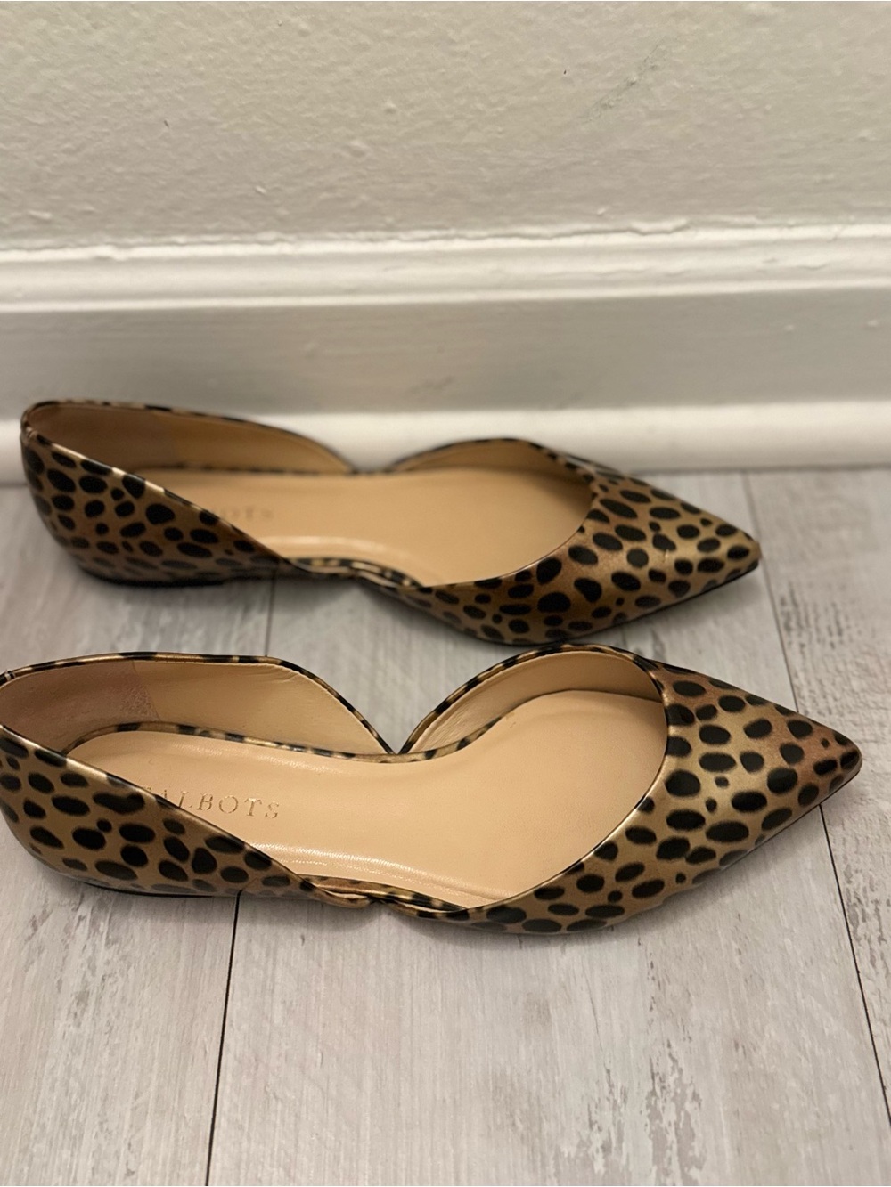 Talbots Leopard Print Pointed D'Orsay Flats in Brown and Black